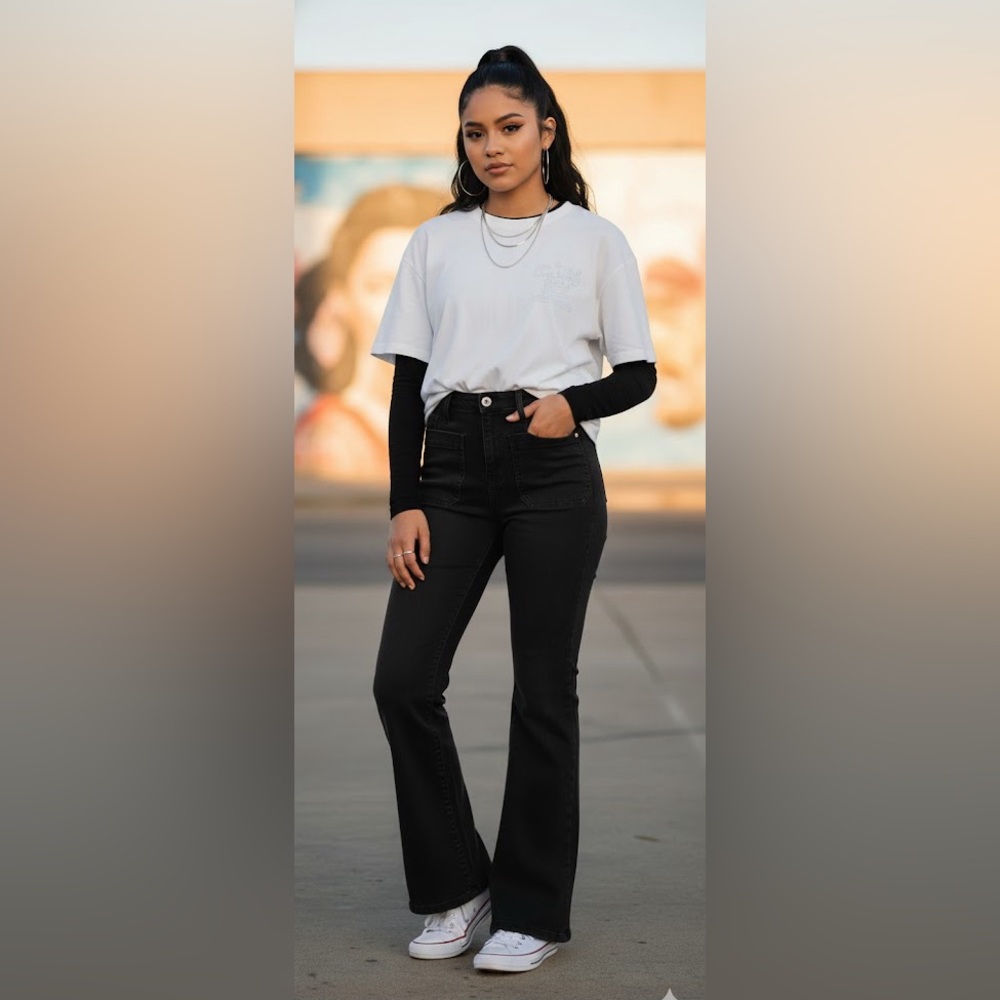 NWT Time and Tru jean size 12 pants Patch Pocket Flare Jeans bell bottoms high